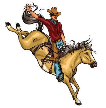 Cowboy auf wildem Pferd